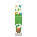 Detail of Easter cotton linen banner with hand-drawn eggs and floral basket design - 32.5x130cm / Easter Basket with Eggs Style (Style 3)