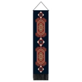 Detail of geometric tribal tapestry with intricate ethnic patterns and black bottom tassels - 32.5x130cm / Navy Blue Diamond Totem (Style 4)