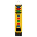 Dettaglio di arazzo egiziano con motivi a pilastro Djed e nappe nere sulla parte bassa - 32.5x130cm / Totem Geometrico a Colonna di Papiro (Stile 3)
