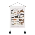 Vintage artiodactyla creatures anatomy wall tapestry with wooden rod and black tassels - 35x50cm / Artiodactyla Illustration