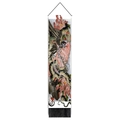 Vertical wall scroll with Japanese tattoo style art featuring snake, hawk and flowers - 32.5x130cm / Snake and Eagle (Style 1)