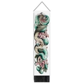 Vertical wall scroll tapestry featuring bat and snake illustration with black tassels - 32.5x130cm / Snake and Bat (Style 2)
