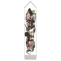 Japanese style black snake and hannya mask wall art print with pink flowers on scroll fabric - 32.5x130cm / Black Snake And Hannya Mask Style