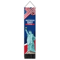 Vertical US Independence Day banner with Statue of Liberty and black tassels - 32.5x130cm / US Independence Day Liberty-Style 3