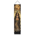Vertical vintage tapestry with Earth Goddess, moon and owl motifs with black tassels - 32.5x130cm / Earth Goddess Style (款式1)