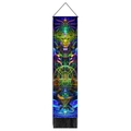 Vertical psychedelic tapestry with vibrant human faces and glowing geometric patterns - 32.5x130cm / Psychedelic Face Style (款式2)