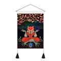 Psychic fox meditation tapestry with wooden rod and black tassels on white wall - 35x50cm / Fox Style (款式2)