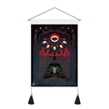Detail view of gothic deer spirit tapestry with black tassels and wood hanging pole - 35x50cm / Deer Style (款式4)