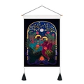 Macro shot of Eden tarot tapestry featuring mystic wolf figures and black decorative tassels - 35x50cm / Mythological Figure Style (Style 6)