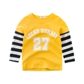 Camiseta de manga larga infantil amarilla con mangas a rayas negras y estampado Lucky Number - 90cm / Amarillo Dorado