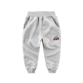 Classic grey kids sports pants with elastic waist and cute car embroidery detail - 90cm / Heather Grey