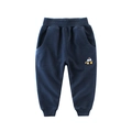 Kids navy cotton knit joggers featuring elastic waist and cute car embroidery detail - 90cm / Royal Blue