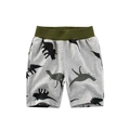 Pantaloncini estivi per bambini con sagome di dinosauri neri e vita elastica verde - 90cm / Grigio Melange Dinosauro