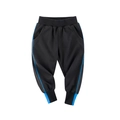 Kids black sports joggers with elastic waist and blue side stitching details - 90cm / Black