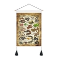 Vintage botanical style Snakes of the World canvas wall art with wooden frame and tassels - 35x50cm / Snake Diagram