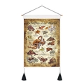 Vintage Octopus of the World botanical wall scroll with wooden frame and black tassels - 35x50cm / Octopus Diagram
