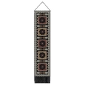 Arazzo bohémien verticale con motivi floreali e nappe nere per decorazioni murali - 32.5x130cm / Nero Marrone Rosso Mattone Fiore a Otto Petali