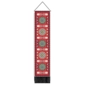 Arazzo bohémien con motivi mandala, asta in legno e nappe di seta nera decorative - 32.5x130cm / Rosso Mattone Mandala Stile Geometrico