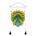 Abstract peacock dreamcatcher wall tapestry with mandala pattern and black tassels - 35x50cm / Abstract Mandala Peacock Style