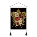 Gothic Wandteppich mit weißer Schlange, Herz-Illustration und schwarzen Quasten - 35x50cm / Schlange mit Herz Gothisch (Stil 6)