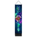 Detail of colorful compass and arrow canvas wall scroll with wooden bar and black tassels - 32.5x130cm / Colorful Abstract Compass Pattern (Style 6)