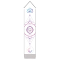 Bohemian lotus wall tapestry with lunar phases and wooden hanging rod on white backdrop - 32.5x130cm / Mandala Moon Phases Style (Style 2)