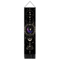 Vertical wall tapestry with purple moon phases, geometric stars, and black fringe accents - 32.5x130cm / Purple Starry Sky Style (Style 1)