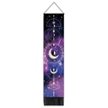 Detail of purple moon phase wall tapestry with celestial patterns and black tassels - 32.5x130cm / Black Moon Phase Style (Style 2)