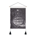 Detail of vintage tarot style tapestry with tree and moon phases on white background - 35x50cm / Moon Phases and Eagle (Style 5)