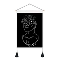 Minimalist moon and starry sky wall tapestry with black forest and cosmic planet print - 35x50cm / Human Silhouette Starry Sky And Saturn Style (Style 2)