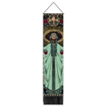 Vertical Indian Zen style wall hanging scroll with blue hair tarot design and black tassels - 32.5x130cm / Dark Fantasy Style (Style 5)