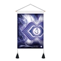 Macro view of Ajna Third Eye Chakra tapestry with wooden pole and black tassels - 35x50cm / Third Eye Chakra (Style 2)