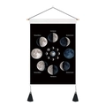 Arazzo minimalista con fasi lunari, stampa in bianco e nero e nappe decorative - 35x50cm / Stile Ciclo Delle Fasi Lunari