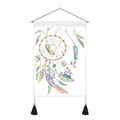Watercolor feather dreamcatcher wall tapestry with wooden rod and black tassels - Style 1 / 35x50cm