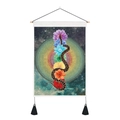 Mystiek bloemen maanfase slang wandtapijt met regenboog bloemen en sterrenhemel - 35x50cm / Kleurrijke Chakra Bloem Slang (Stijl 2)