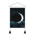 Phases of the moon lunar eclipse wall hanging tapestry with wooden pole and tassels - 35x50cm / Blue Moon Style (Style 2)