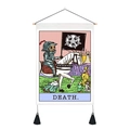Arazzo artistico Tarocchi La Morte con gancio in legno e nappe decorative nere - 35x50cm / La Morte (Stile 4)