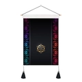Vintage glow tapestry with golden mandala and colorful symmetry on black fabric - 35x50cm / Gold Mandala Style (Style 2)