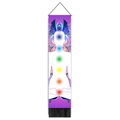 Arazzo chakra verticale con silhouette da meditazione e nappe nere per la decorazione - 32.5x130cm / Chakra Bianco Viola Stile 2