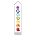 Modern vertical tapestry with rainbow honeycomb paper balls spelling CONNECT in print - Rainbow Connect Letters (Style 5)