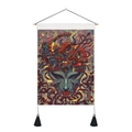 Detail of surreal elephant tapestry with wooden pole and black hanging tassels - 35x50cm / Surrealist Collage (Style 5)