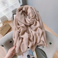 Écharpe longue en coton et lin pour femme couleur camel, châle élégant et doux - Version Étendue / Rose Poudré