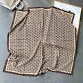 Luxury printed silk scarf with vintage letter pattern and contrast border on marble floor - Pale Yellow Grid