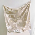 Macro shot of large floral patterns on premium twill silk scarf with elegant white borders - 90*90cm / Light Coffee (90FJ081-2)
