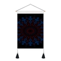 Boheems zwart mandala wandkleed met houten hanger en rood-blauw geometrisch patroon - 35x50cm / Rood en Blauw Mandala (Stijl 1)