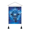 Blauw boho-mandala wandkleed met Om-symbool, houten stok en kwastjes voor wanddecoratie - 35x50cm / Blauw Spiritueel Totem Om Symbool (Stijl 2)