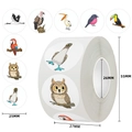 Rouleau de 500 autocollants oiseaux mignons pour récompenser les enfants et élèves - Motif d'Oiseau (C240) / 2,5 cm / 500 autocollants