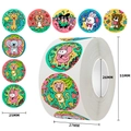 Roll of 25mm colorful animal reward stickers for children featuring cute lion and giraffe - Cartoon Animal (C213)
