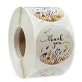 Gros plan d'un rouleau d'autocollants Thank You de 1 pouce avec divers motifs floraux - Style Floral Artistique Coloré (C78)