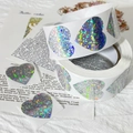 Detailansicht der holografischen Herz-Laseraufkleber mit Regenbogen-Glitzereffekt für DIY - Herzform-Stil (C251)